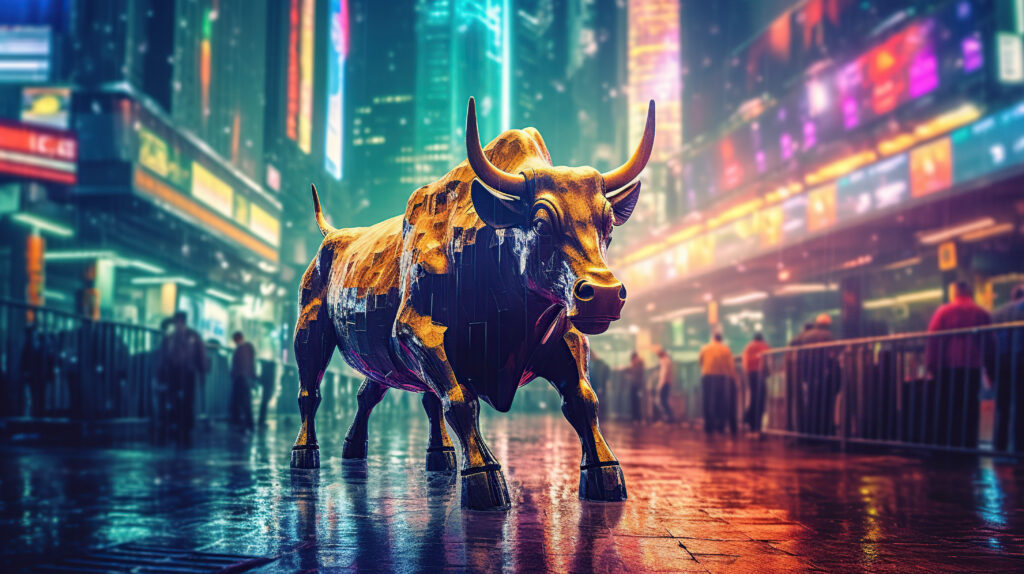 stock market bull statue